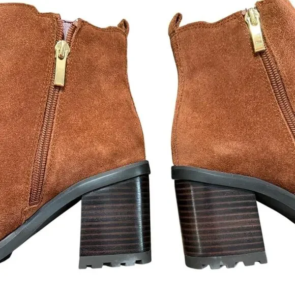 Franco Sarto Trent Women’s Ankle Boots Russet Brown Suede Leather Sz 7.5 WNWB - Picture 7 of 16